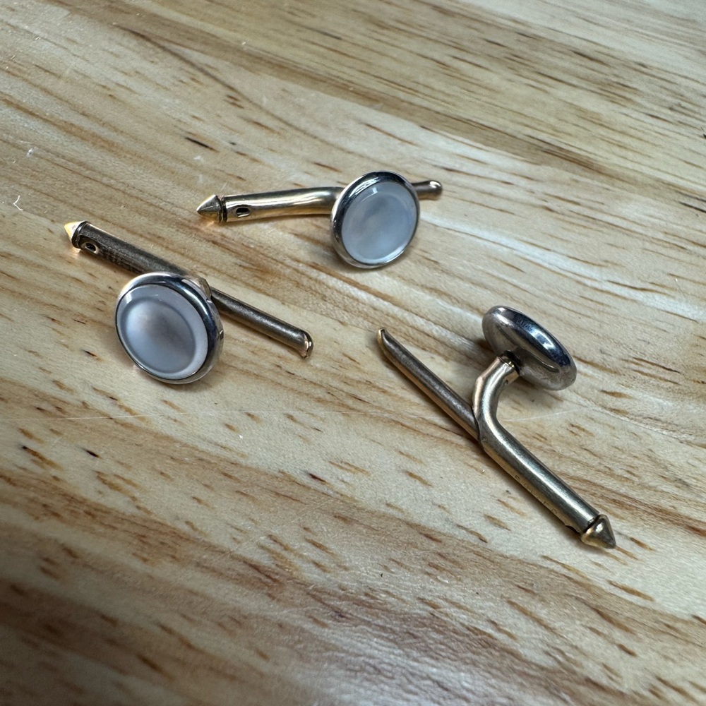 Elegant Vintage Gold Rolled and Silver Cufflinks